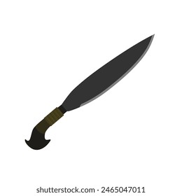 Barong Machete flache Design-Vektorillustration isoliert auf weißem Hintergrund. Machete, Infanterie Kukri Klinge flache Farbe. gekreuzte Militärmesser