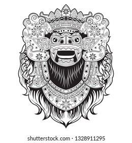 Barong Mask, balinese barong vector, mascato barong mask