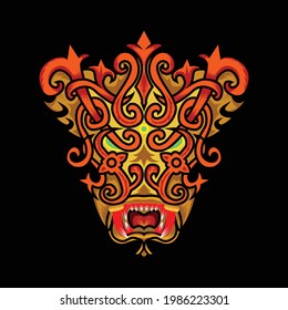 barong mask illustration authentic java good to use t shirt and tattoo design 