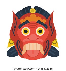 Barong mask, Traditional Balinese mask isolated on white, Vector