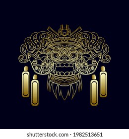 barong is a panther creature and character in the Balinese mythology of Bali, vector background, logo design