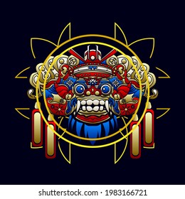 barong is a panther creature and character in the Balinese mythology of Bali, vector background, logo design