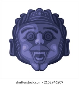 Barong Ritual Mask as Bali Traditional Cultural Attribute Vector Illustration