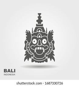 Barong. Traditional ritual Balinese mask. Flat icon. Stylized vector illustration