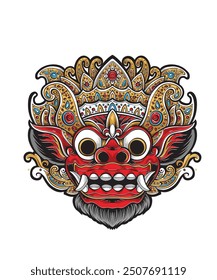 Barong. Traditional ritual Balinese mask illustration