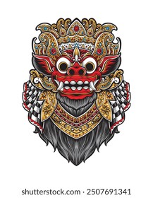 Barong. Traditional ritual Balinese mask illustration