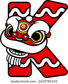 Barongsai Chinese Letter Vector Element Alphabet K