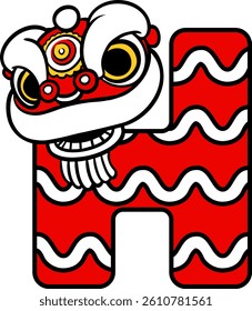 Barongsai Chinese Letter Vector Element Alphabet H