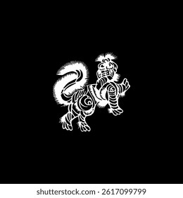 'Barongsai' Illustration in Black White, Asian Ornamental, Oriental Style, can use for Logo Gram, Pictogram, Apps, Website, Ornate, Decoration or Graphic Design Element. Vector Illustration