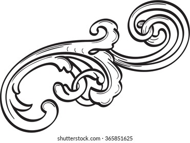 Baroque acanthus leaf isolated on white