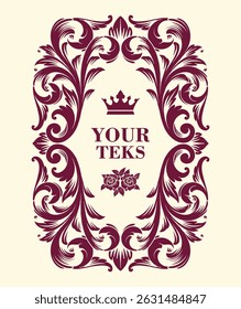 Baroque acanthus motif and scroll border intricate vector ornament illustration