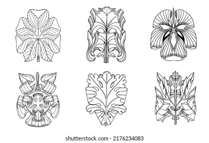 Baroque arabesque floral ornaments. Flower and decorative leaves isolated elements. Botanical motif. Vector classic set