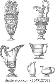 baroque architecture classic illustration object and antique vase