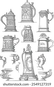 baroque architecture classic illustration object and teapot