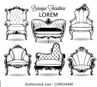 Baroque Furniture Rich Set Collection Ornamented Stock Vector (Royalty ...