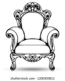 Baroque armchair Vector. French Luxury rich intricate structure. Victorian Royal Style decor with luxurious ornaments