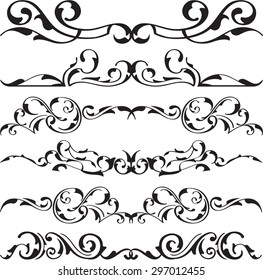 Baroque art divide swirll set on white