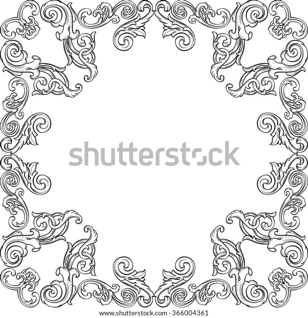 Baroque art
greeting border isolated on
white