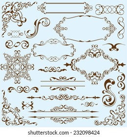 Baroque art set on blue