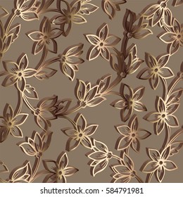 Baroque background with antique, luxury beige and metal gold vintage frame, victorian banner, damask intricate wallpaper ornaments, invitation card, baroque style booklet, lace decoration, textile.