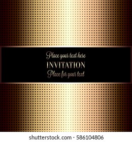 Baroque background with antique, luxury beige and metal gold frame, template banner, halftone dot decoration, perfect for invitation or greeting card, stylish and contemporary design.