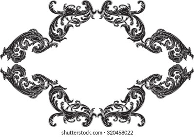 Baroque Black Frame Acanthus On White Stock Vector (Royalty Free ...