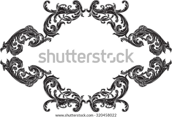 Baroque black frame\
with acanthus is on\
white