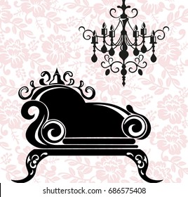 Baroque black furniture rich. Ornamented background Vector illustration