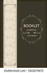 Baroque book, menu cover template design, retro, vintage design, decorative lined template