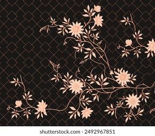 Baroque Border Motif Design, Artwork for Textile Print for Digital Painting