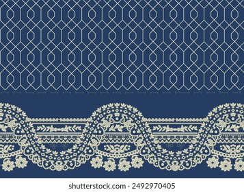 Baroque Border Motif Design, Artwork for Textile Print for Digital Painting