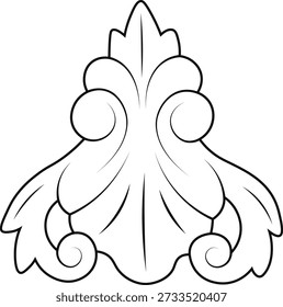 Barocke Grenzverzierung einzeln auf weißem Hintergrund. Vektorgrafik.