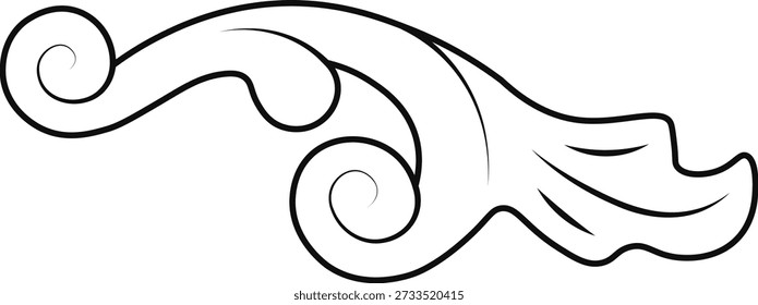 Ornamento Barroco de Fronteira Isolado em Fundo Branco. Ilustração vetorial.