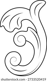 Ornamento Barroco de Fronteira Isolado em Fundo Branco. Ilustração vetorial.