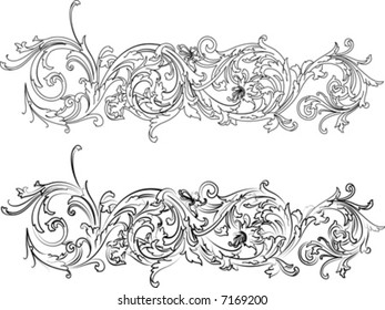 Baroque Border Two Styles: Traditional and Calligraphy.All Curves Separately.