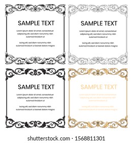 Baroque calligraphic design elements . Decorative modern swirls or scrolls, vintage frames , flourishes, labels with retro ornament pattern in antique rococo style. Use for certificate or invitation.