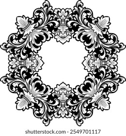 Baroque Carving. Victorian floral ornamental border, luxury vintage decorative frame element. Royal vector illustrations set for wedding invitations and greeting cards, romantic invitation ornaments