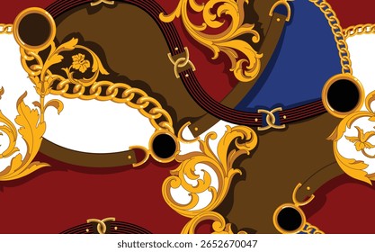 Barock, Kette und Gürtel Muster. Vintage-Muster