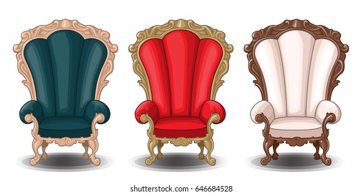 Baroque chair 3 colors vector