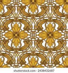 Baroque - is a chic, luxurious, sophisticated seamless pattern of vignettes in the Renaissance style