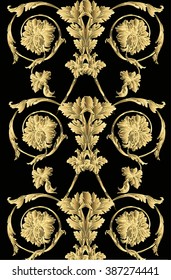 Baroque classic gold damask vertical