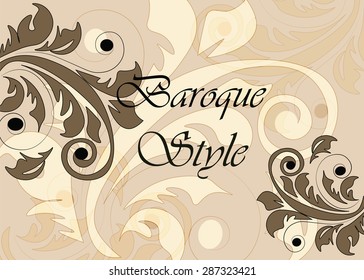 
Baroque Classic style background with floral  ornaments in golden beige color. Vector