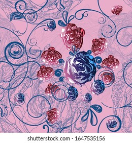 Baroque. Color vector seamless pattern of Baroque details.