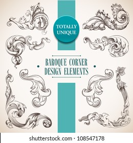 Baroque Corner Design Elements And Page Decoration.