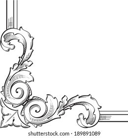 Baroque corner element is on white