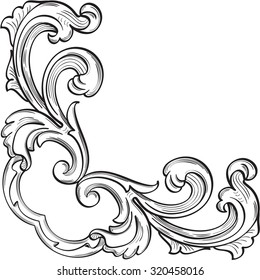 Baroque corner element is on white