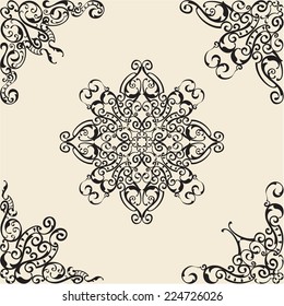 Baroque corner elements on beige