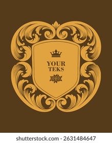 Baroque corner flourish and vintage frame decorative vector ornament illustration
