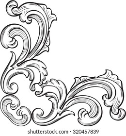 Baroque corner nice element on white