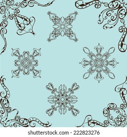 Baroque corner set is on blue